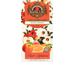 Basilur Blood Orange - owocowa herbata bezkofeinowa z dodatkiem hibiskusa, liści stewii, skórki pomarańczy, jabłka oraz aromatu pomarańczy i cytryny. Ozdobne opakowanie z owocowo-kwiatowym motywem.