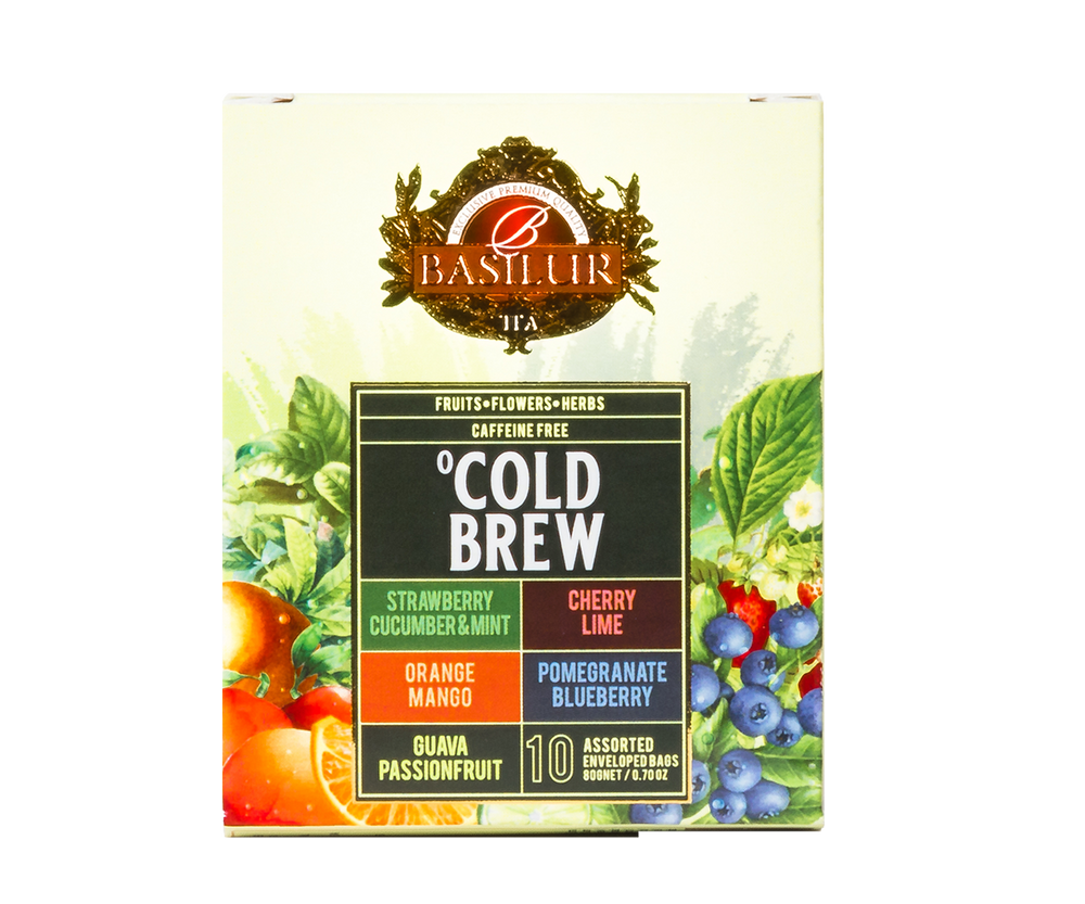 Basilur Cold Brew Assorted – zestaw 5 smaków herbat bezkofeinowych z kolekcji Cold Brew. 