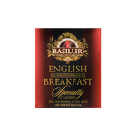 Basilur English Breakfast - czarna herbata cejlońska w czerwonej, ozdobnej kopercie.