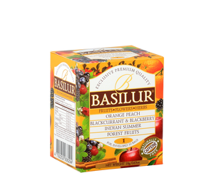Basilur Infusion Vol. I Assorted – zestaw 4 smaków naparów owocowych bez kofeiny z kolekcji Fruit Infusions. Ozdobne opakowanie z owocowym motywem.