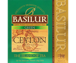 Basilur Green - zielona herbata cejlońska skomponowana z listków pochodzących z górzystych regionów Sri Lanki. Nie zawiera dodatków. Ozdobne pudełko z kartograficznym motywem.