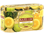 Basilur Lemon & Lime - czarna herbata cejlońska z dodatkiem aromatu cytryny i limonki. Ozdobna puszka z owocowym motywem.