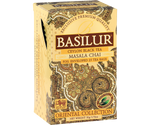 Basilur Masala Chai - czarna herbata cejlońska z dodatkiem przypraw w ekspresowych torebkach. Ozdobne złote pudełko z orientalnym motywem.