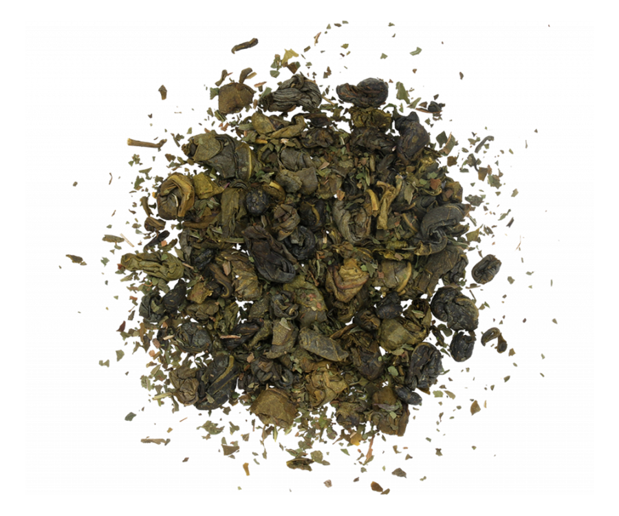 Basilur Moroccan Mint - listki zielonej herbaty cejlońskiej Young Hyson z dodatkiem liści mięty pieprzowej.