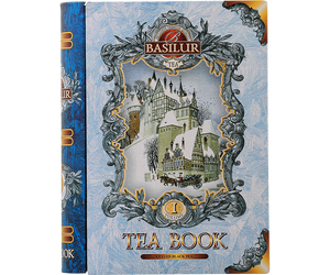 Basilur Tea Book Volume I - czarna herbata cejlońska z dodatkiem chabru, pąków jaśminu, niebieskiej malwy oraz naturalnym aromatem prażonych migdałów. Zdobiona puszka w kształcie książki. 