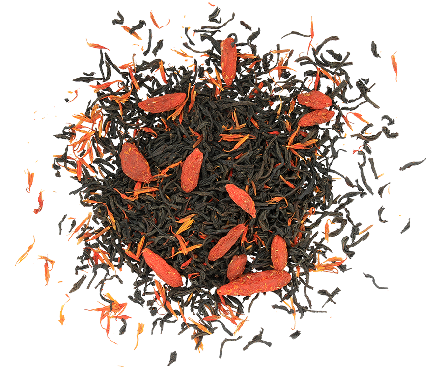 Basilur Tea Book Volume V - czarna herbata cejlońska skomponowana ze starannie wyselekcjonowanych listków z dodatkiem jagód goji, krokosza barwierskiego oraz aromatu wanilii, cytryny, pomarańczy i migdałów. Metalowa ozdobna puszka.