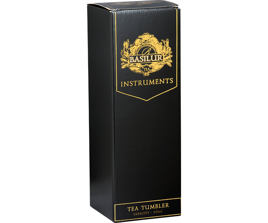 Basilur Tea Tumbler – szklany zaparzacz z odpornego na niskie i wysokie temperatury szkła. Dwukomorowy i prosty w użyciu o pojemności 450 ml.
