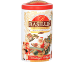 Basilur White Christmas - czarna herbata cejlońska z dodatkiem ananasa, cynamonu, płatków białego chabru oraz aromatu kremu cynamonowego. Ozdobna puszka ze świątecznym motywem.