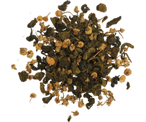 Basilur Passion Tropica - listki zielonej herbaty cejlońskiej Young Hyson z kwiatami rumianku i aromatem marakui.