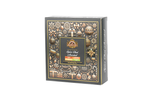 Zestaw Basilur Spice Chai Assorted – widok opakowania z przodu pod kątem.