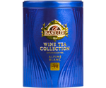 Basilur Alpine Blanc - czarna herbata cejlońska z dodatkiem rodzynek, gravioli oraz aromatu białego wina.. Ozdobne opakowanie w formie metalowej puszki w kolorze niebieskim.