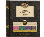 Basilur Gin & Tonic Tea Black Edition – zestaw 4 zielonych herbat cejlońskich, które wzbogacono o aromaty ginu i toniku. Kopertowane saszetki zostały umieszczone w elegancko zdobionej, metalowej książce.