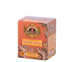Basilur Caramel Dream - czarna herbata cejlońska z naturalnym aromatem karmelu w ekspresowych torebkach w kopertach. Ozdobne, pomarańczowe pudełko z orientalnym motywem.