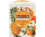 Basilur Caribbean Cocktail - Owocowa herbata bezkofeinowa z dodatkiem rodzynek, hibiskusa, wiśni, jabłka, papai, skórki pomarańczy, chabru oraz aromatu ananasa i kokosa. Ozdobna puszka z owocowym motywem.