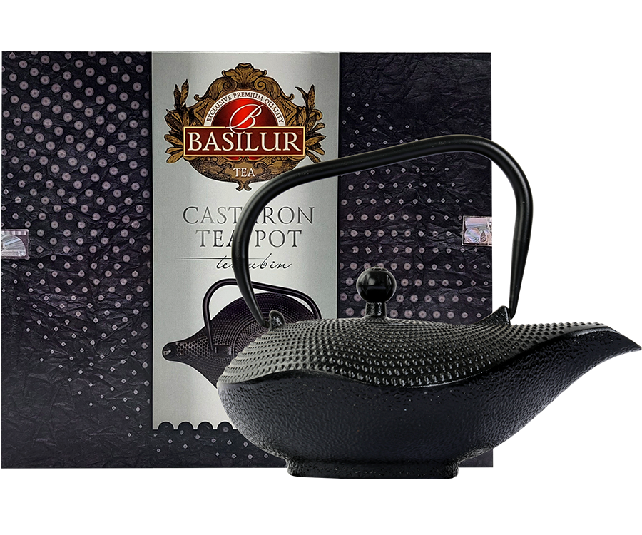 Basilur Dzbanek żeliwny – ozdobne naczynie do parzenia herbaty w czarnym kolorze o pojemności 1 l.