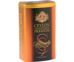 Basilur Ceylon Premium - czarna herbata cejlońska skomponowana ze starannie dobranych dużych listków Orange Pekoe. Ozdobna puszka w kolorze pomarańczowym.