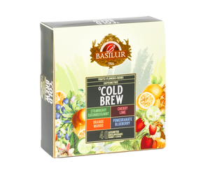 Basilur Cold Brew Assorted – zestaw 4 smaków herbat bezkofeinowych z kolekcji Cold Brew. 