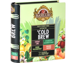 Basilur Cold Brew Assorted – zestaw 4 smaków herbat bezkofeinowych z kolekcji Cold Brew w puszce w kształcie książki.