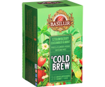 Basilur Cold Brew Strawberry Cucumber&Mint - owocowa herbata bezkofeinowa z dodatkiem dzikiej róży, liści mięty kłosowej i pieprzowej, hibiskusa, ogórka oraz naturalnego aromatu truskawki i mięty. Ozdobne opakowanie z owocowym motywem.