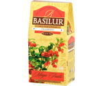Basilur Cranberry - czarna liściasta herbata cejlońska z dodatkiem żurawiny. 100 gramów listków z dodatkami w ozdobnym pudełku z logo Basilur.