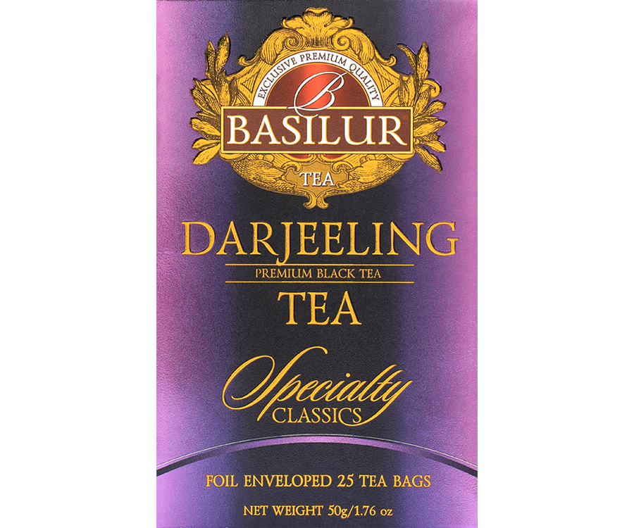 Basilur Darjeeling - czarna herbata indyjska Darjeeling w ozdobnej, fioletowej kopercie.