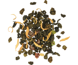 Basilur Earl Grey Mandarin - listki zielonej herbaty cejlońskiej z morelą, kiwi, kwiatem pomarańczy oraz aromatem mandarynki i bergamotki.