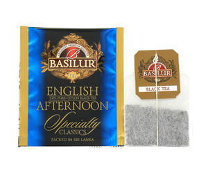 Basilur English Afternoon - czarna herbata cejlońska w niebieskiej, ozdobnej kopercie.