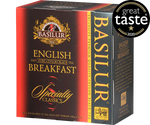 Basilur English Breakfast - czarna herbata cejlońska w kopertowych torebkach. 50 torebek w ozdobnym, czerwonym pudełku.