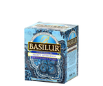 Basilur Frosty Afternoon - czarna herbata cejlońska z naturalnym aromatem marakui i pomarańczy w torebce. Ozdobne, niebieskie pudełko z orientalnym motywem.