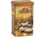 Basilur Frosty Evening - czarna herbata cejlońska z dodatkiem owoców moreli, skórki pomarańczy, kwiatów nagietka oraz aromatem pomarańczy i mandarynki. Piękne opakowanie w formie metalowej puszki z zimowym pejzażem.