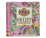 Basilur Fruit Infusions Assorted Vol. III – zestaw bezkofeinowych i owocowych herbat w ekspresowych torebkach. Prezentowa puszka w kształcie książki.