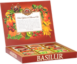 Basilur Fruit Infusions & Magic Fruits - prezentowy zestaw 6 smaków herbat w ozdobnym pudełku. Torebki herbat w kopertach.