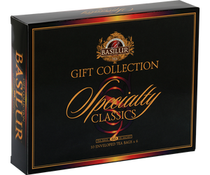 Specialty Classics Gift - zestaw 6 smaków herbat cejlońskich w kopertach. Ozdobne, czarne pudełko otwierane jak herbaciarka.
