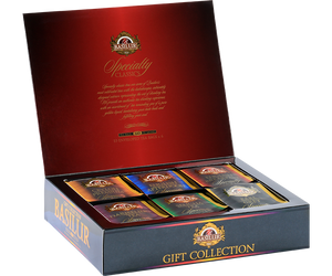 Specialty Classics Gift - zestaw 6 smaków herbat cejlońskich w kopertach. Ozdobne, czarne pudełko otwierane jak herbaciarka.