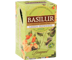 Basilur Green Freshness - herbata zielona ekspresowa z dodatkiem liści mięty pieprzowej. Zielone, ozdobne pudełko z kwiatowym motywem.