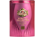 Basilur Majestic Red - czarna herbata cejlońska z dodatkiem hibiskusa, rodzynek oraz aromatu czerwonego wina. Ozdobne opakowanie w formie metalowej puszki w kolorze różowym.