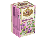 Basilur Noni Plum - herbata bezkofeinowa z morwą indyjską, śliwką i cytrusami zapakowana pojedynczo w ozdobne koperty. Ozdobne pudełko z owocowym motywem.