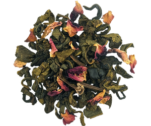 Basilur North Lights - zielona liściasta herbata cejlońska z dodatkiem płatków róży oraz aromatem truskawki. Ozdobna puszka z motywem świątecznym.