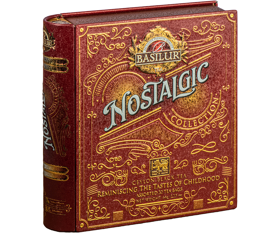 Basilur Nostalgic - prezentowy zestaw herbat cejlońskich w eleganckiej, metalowej puszce stylizowanej na książkę.