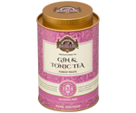 Basilur Gin & Tonic Tea Forest Fruits - Zielona herbata cejlońska z dodatkiem jagody jałowca, trawy cytrynowej, hibiskusa oraz aromatu ginu, owoców leśnych i toniku. Metalowa puszka zdobiona motywem liści herbaty.