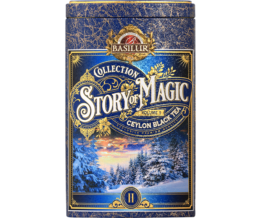 Basilur Story Of Magic Vol. II - czarna herbata cejlońska z chabrem oraz aromatem poziomki i winogron w puszce.