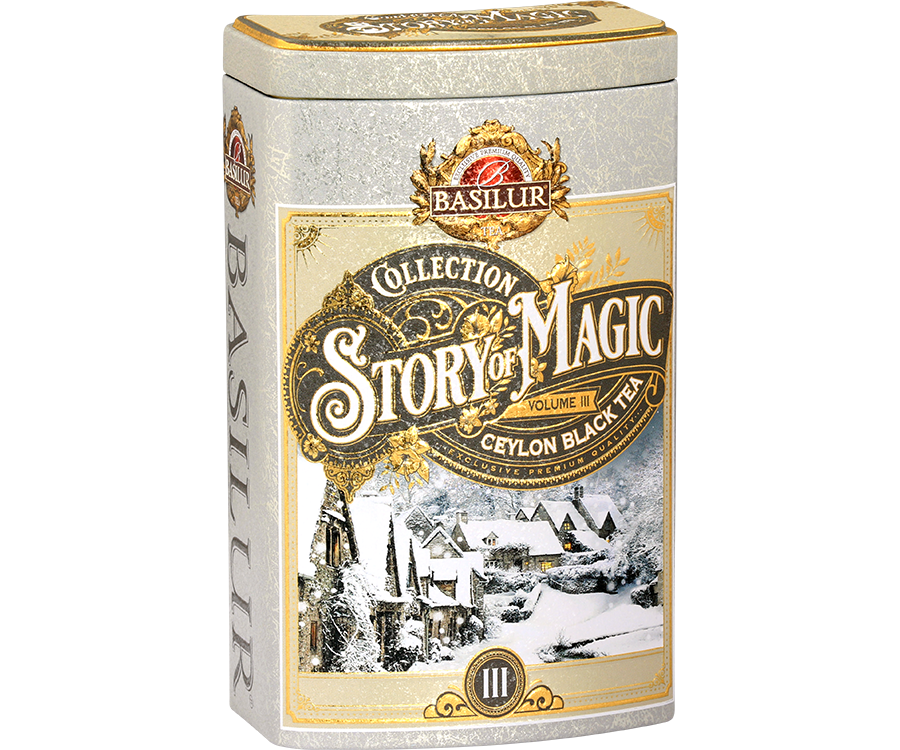 Basilur Story Of Magic Vol. III - czarna herbata cejlońska z pączkami jaśminu i aromatu lodów wiśniowych w puszce.