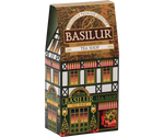 Basilur Tea Shop - zielona herbata cejlońska z dodatkiem owoców żurawiny, ananasa, jabłka, czerwonego chabru oraz aromatu wiśni i wanilii. Ozdobne opakowanie z grafiką domku.