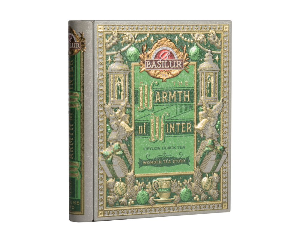 Herbata świąteczna Basilur Warmth Of Winter w ozdobnej, zielonej puszce - książce