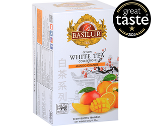 Basilur White Tea Mango Orange - biała herbata cejlońska z dodatkiem mango i pomarańczy - w torebkach