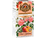 Basilur Wild Rose - owocowa herbata bezkofeinowa z dodatkiem hibiskusa, dzikiej róży, skórki pomarańczy, jabłka, liści stewii oraz aromatu jabłka, róży i cytryny. Ozdobne opakowanie z owocowo-kwiatowym motywem.