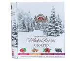 Basilur Winter Berries Assorted – zestaw 4 smaków herbat zimowych z dodatkiem maliny, rokitnika, żurawiny i czarnej porzeczki. Prezentowa puszka w kształcie książki.