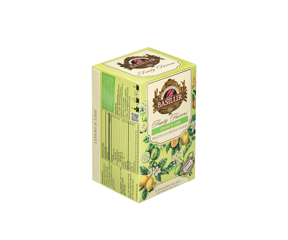 Herbata Basilur Fruity Fusions Lemon & Lime – front opakowania 20 torebek
