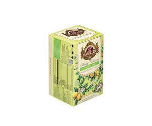 Herbata Basilur Fruity Fusions Lemon & Lime – bok i tył opakowania z tabelą wartości odżywczych