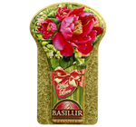 Basilur PEONIES - czarna herbata liściasta w puszce w kształcie pięknego bukietu.